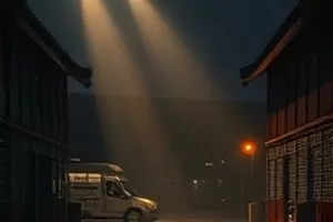 铁轨上的春天横版封面，老式绿皮车停在开满野花的轨道旁